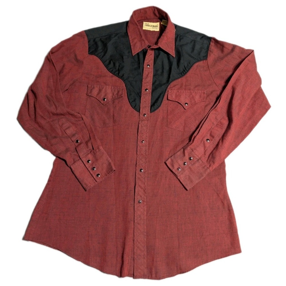 Vintage Ely Cattleman Western Shirt Womens XL Red Black Pearl Snap Cowboy Korea